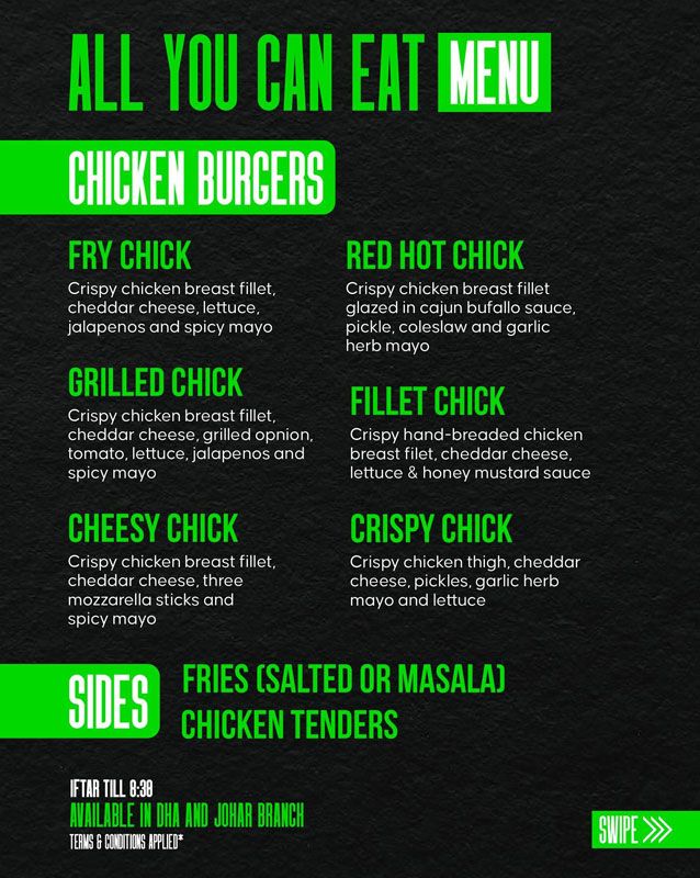 Burger Boss menu