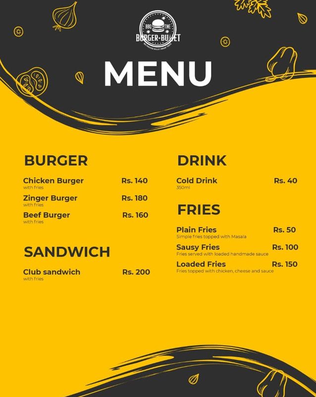 Burger Bullet menu