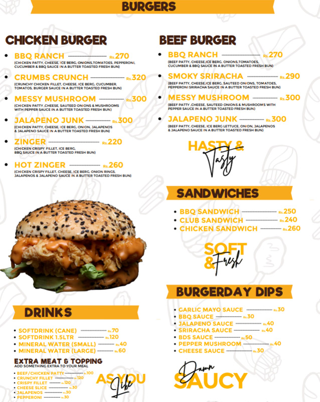 Burger Day menu