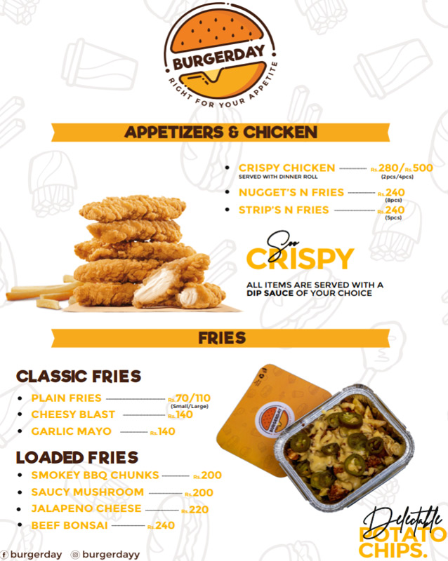 Burger Day menu