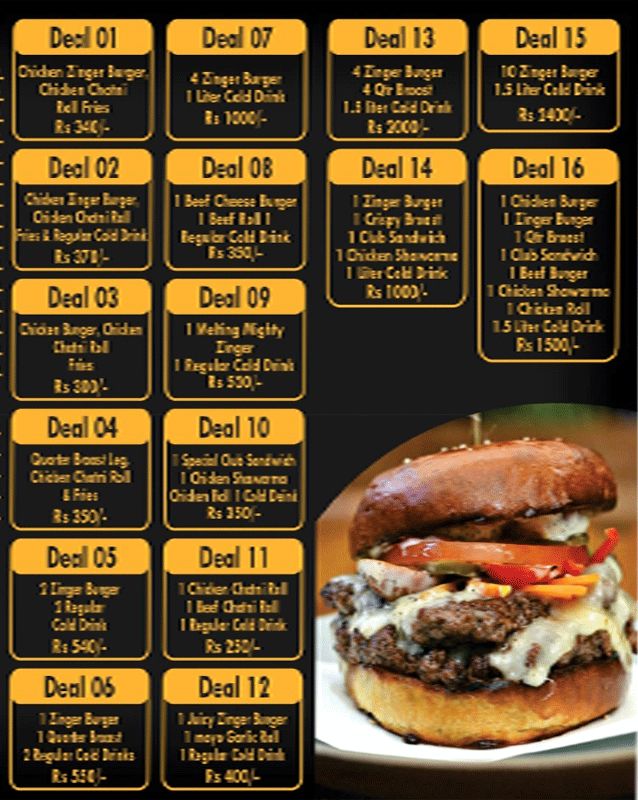 Burger Heist menu