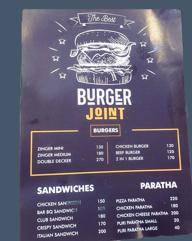 Burger Joint menu
