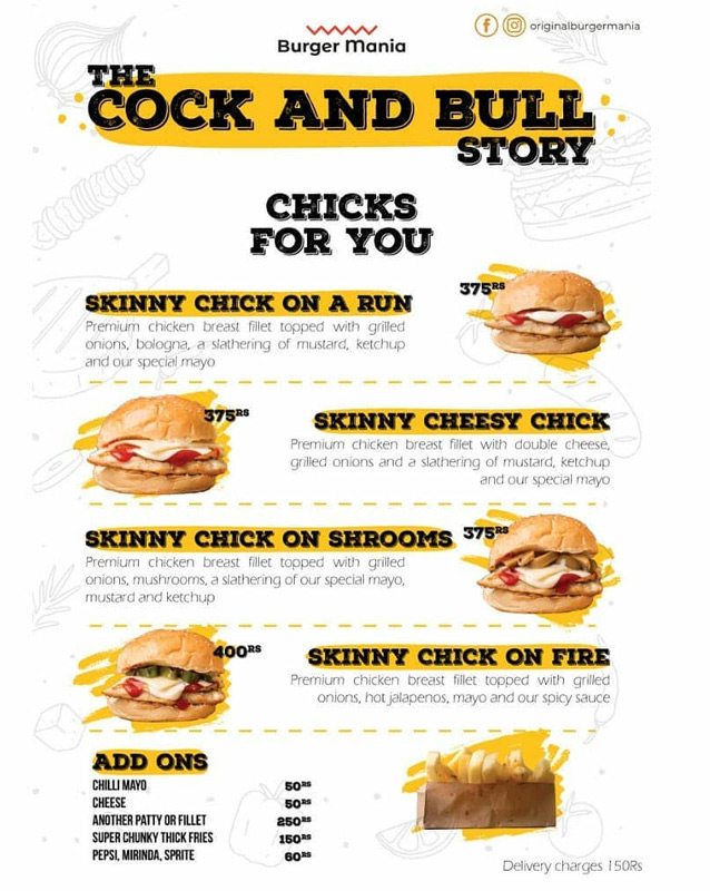 Burger Mania menu