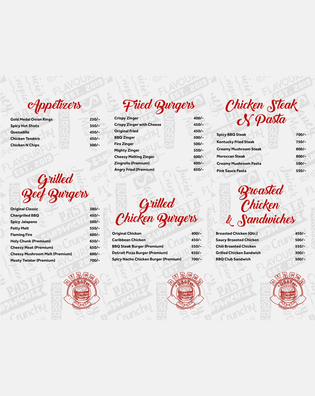 Burger Meater menu