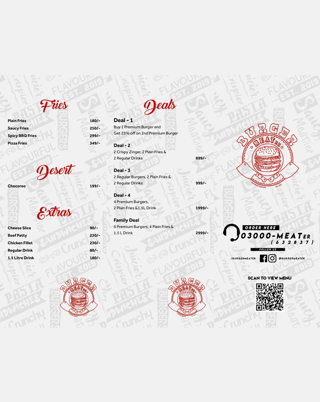Burger Meater menu