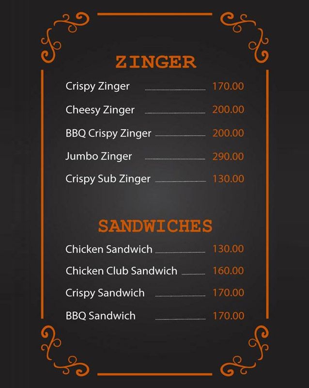 Burger Octane menu