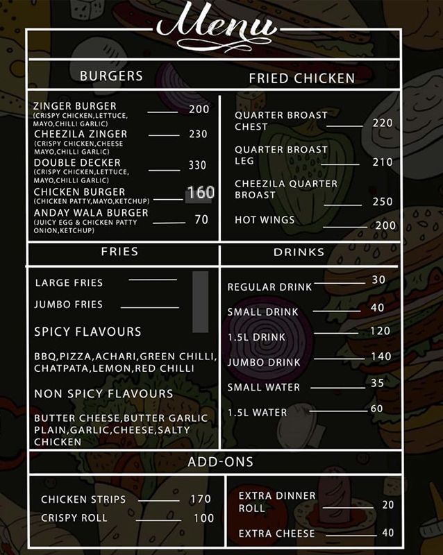 Burger Party menu