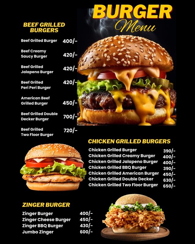 Burger Shurger menu