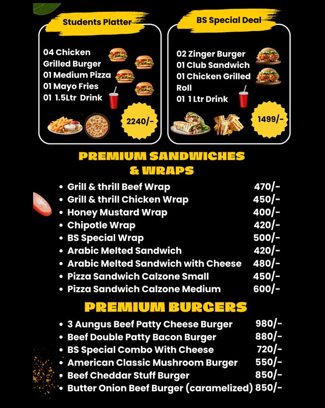 Burger Shurger menu