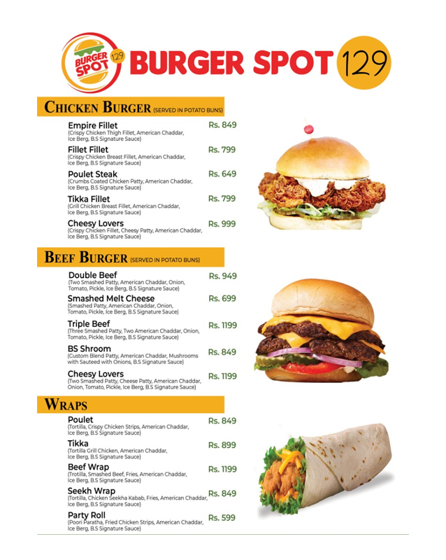 Burger Spot 129 menu