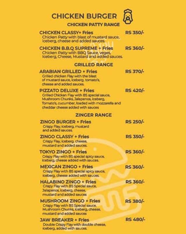 Burger Store menu