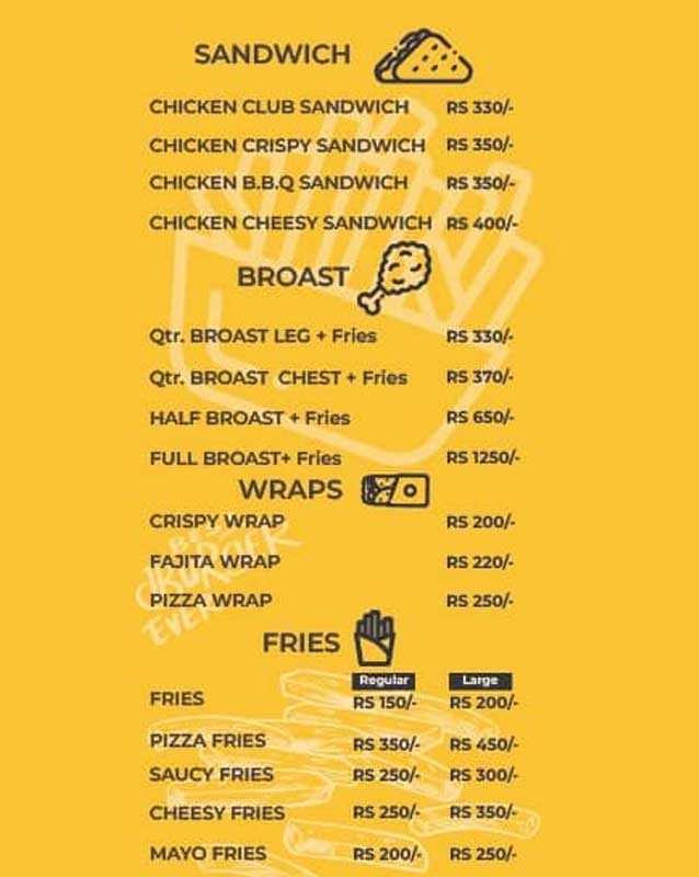 Burger Store menu