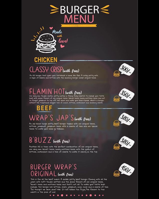 Burger Wrap menu