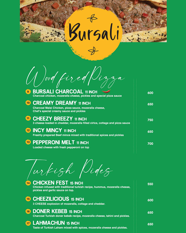 Bursali menu