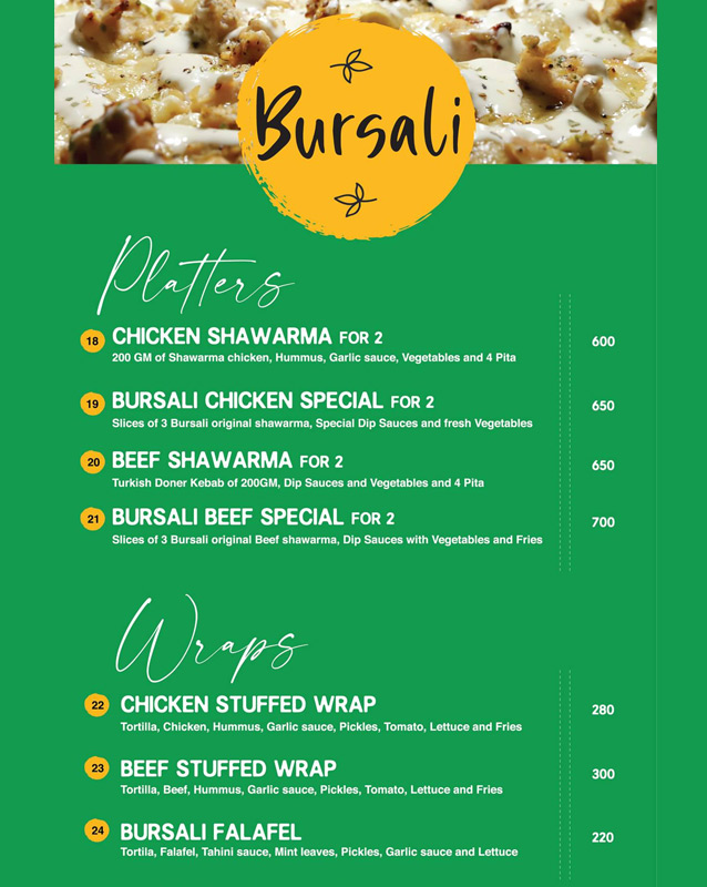 Bursali menu