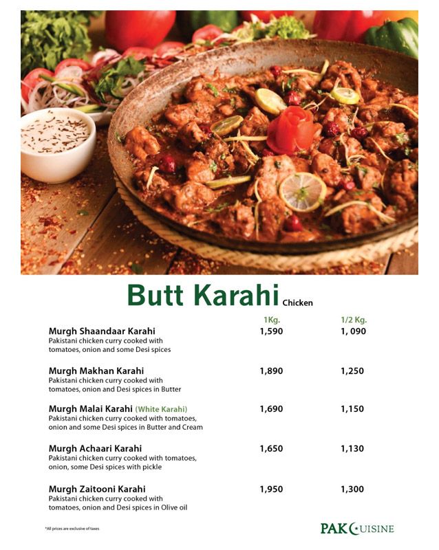 Butt Karahi By Pak Cuisine menu