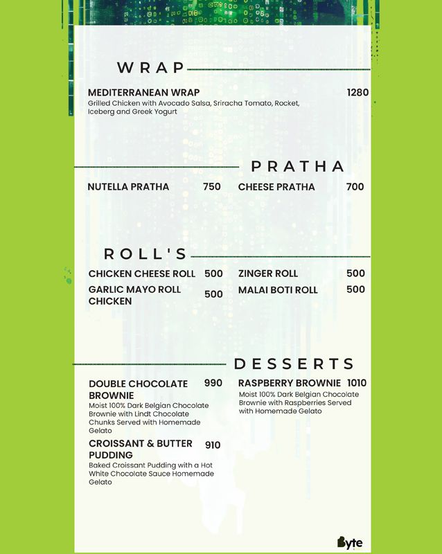 Byte by Xander's menu