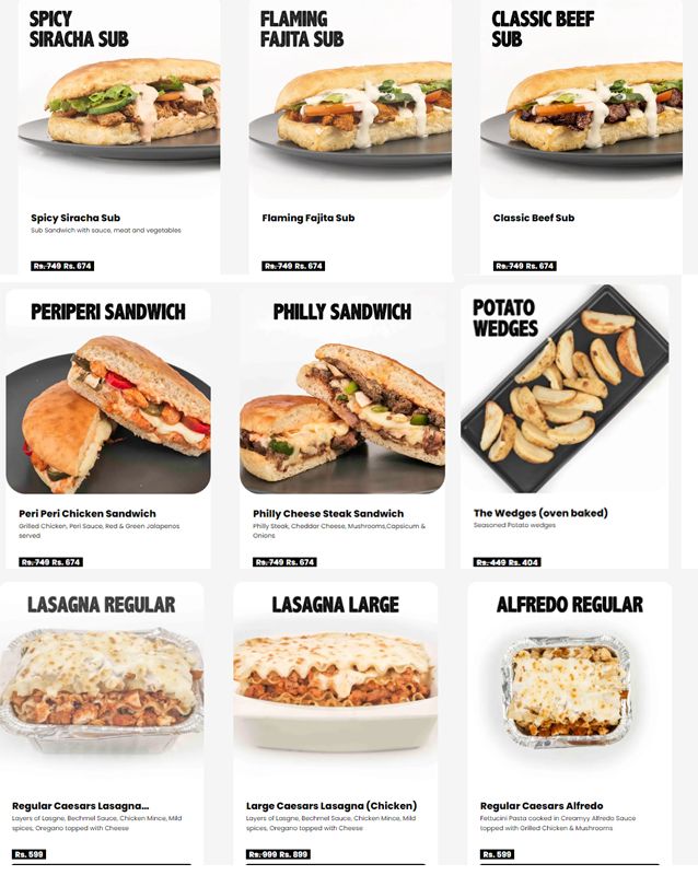 Caesar's Pizza menu