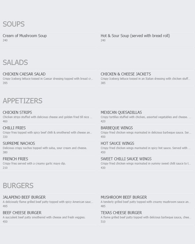 Cafe 51 menu
