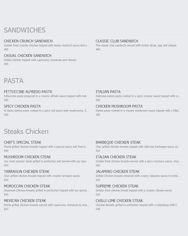 Cafe 51 menu