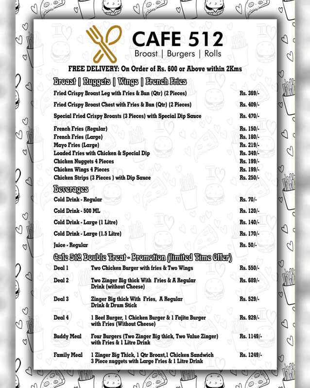 Cafe 512 menu