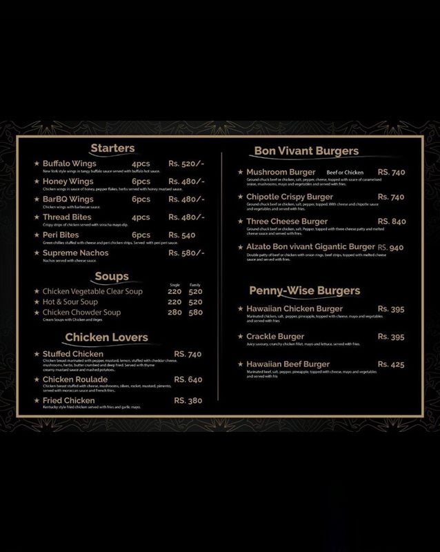 Cafe Alzato menu
