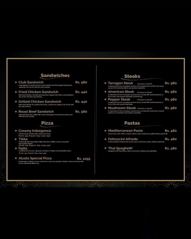 Cafe Alzato menu