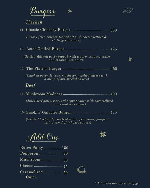 Cafe Astro menu