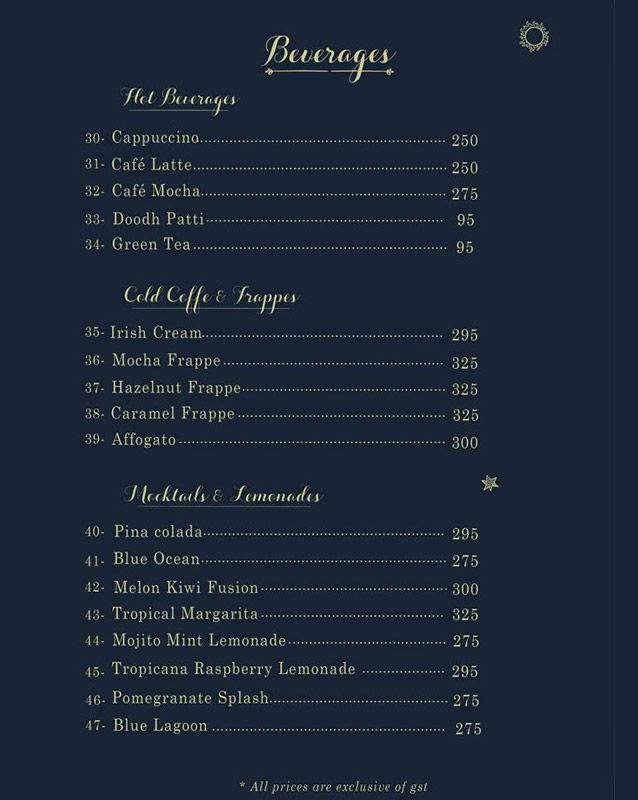 Cafe Astro menu