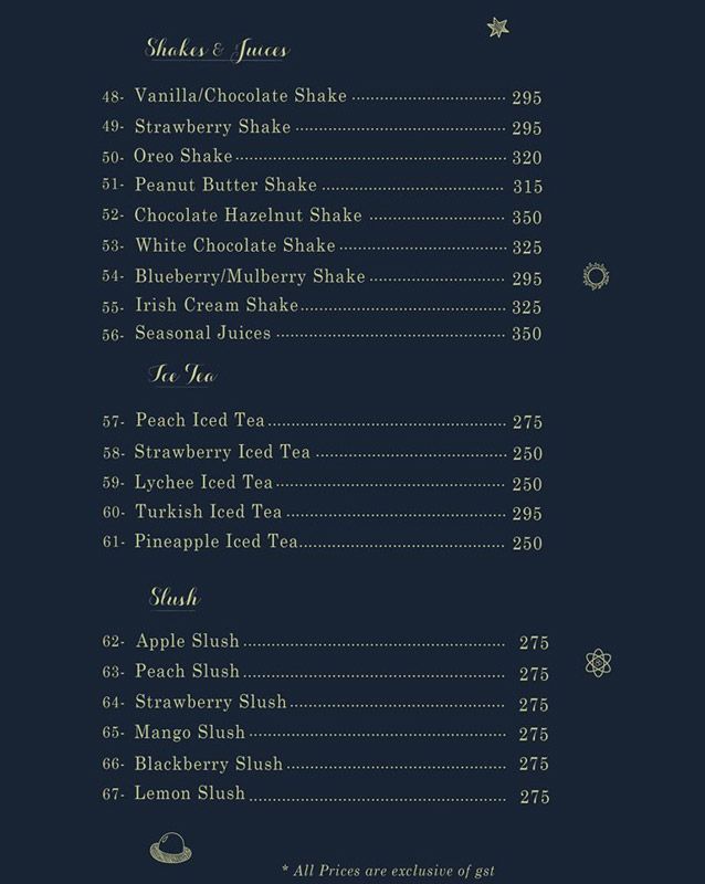 Cafe Astro menu