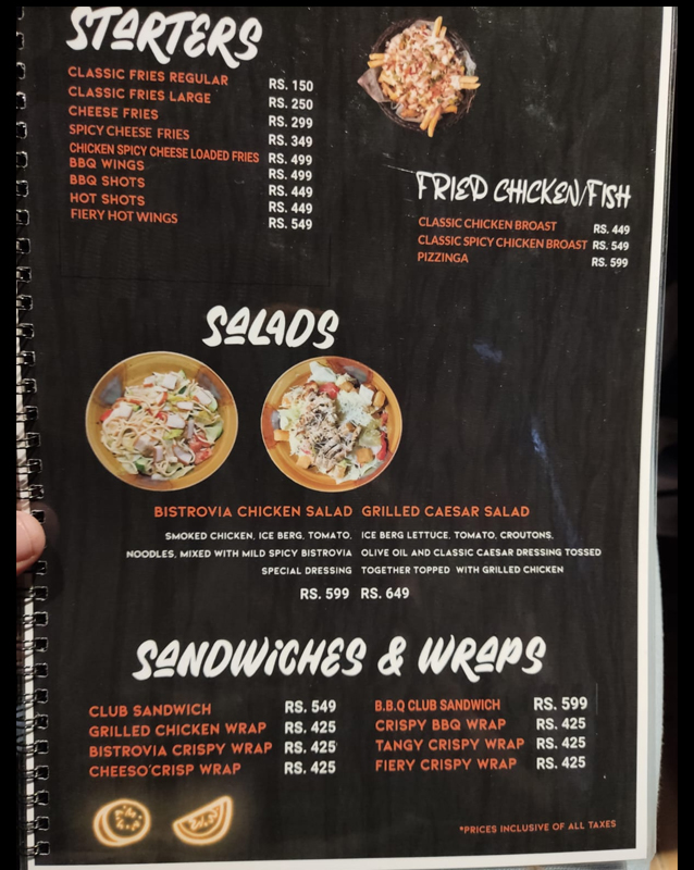 Cafe Bistrovia menu