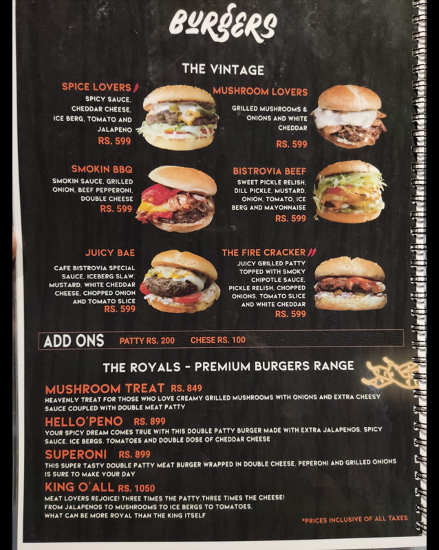Cafe Bistrovia menu