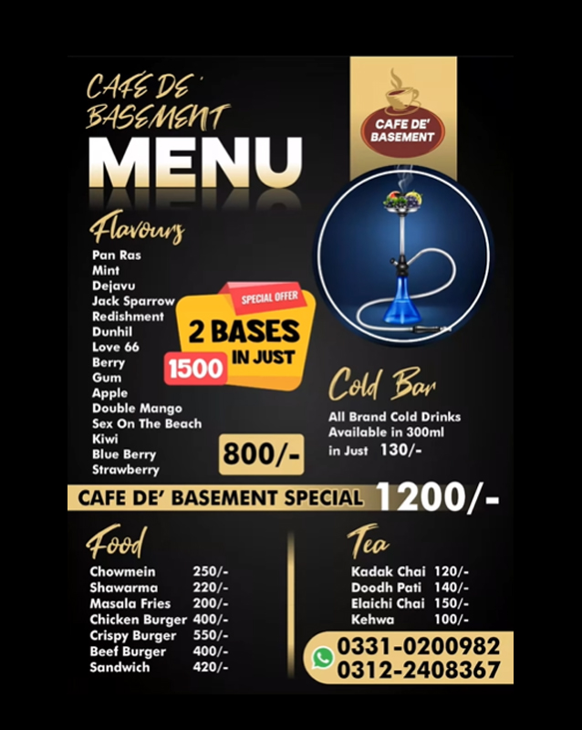 Cafe De Basement  menu