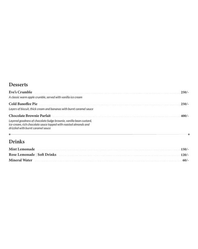 Cafe Eve menu
