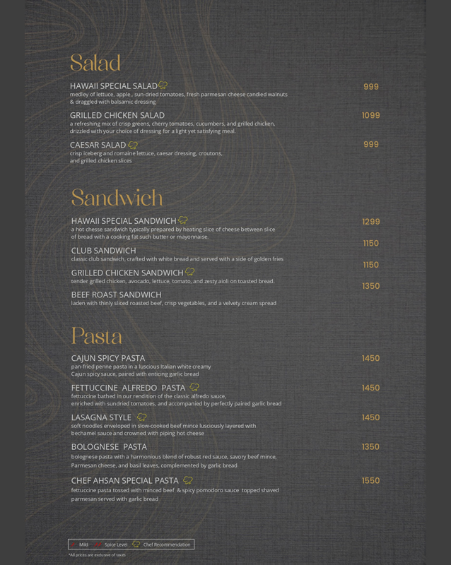 Cafe Hawaii menu