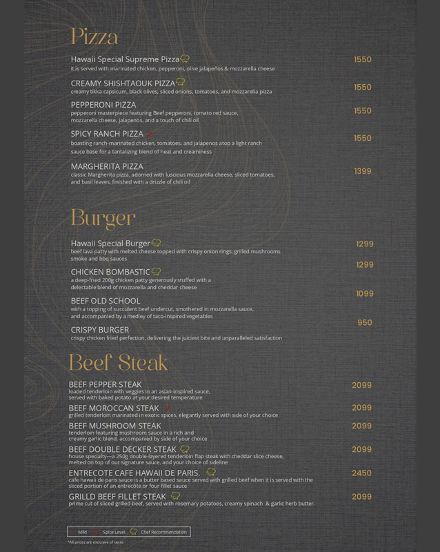 Cafe Hawaii menu
