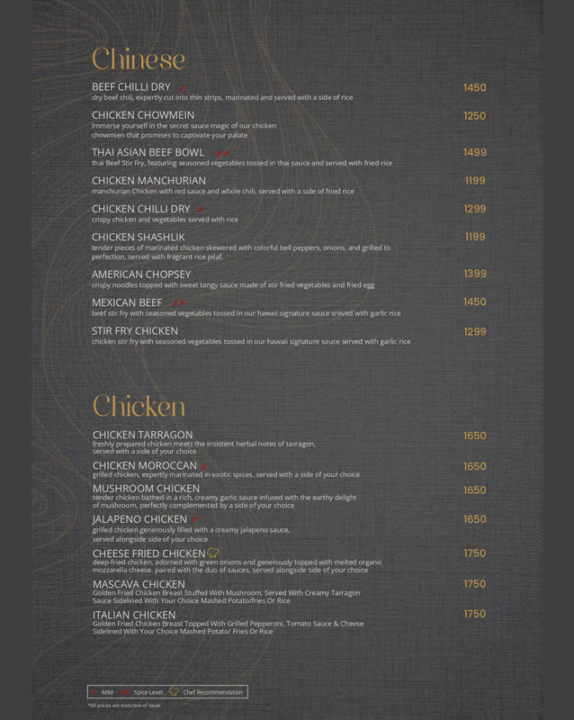 Cafe Hawaii menu