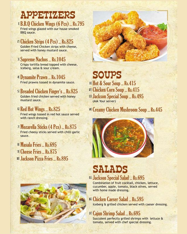 Cafe Jackson Five Restaurant menu