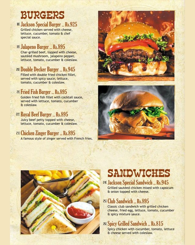 Cafe Jackson Five Restaurant menu