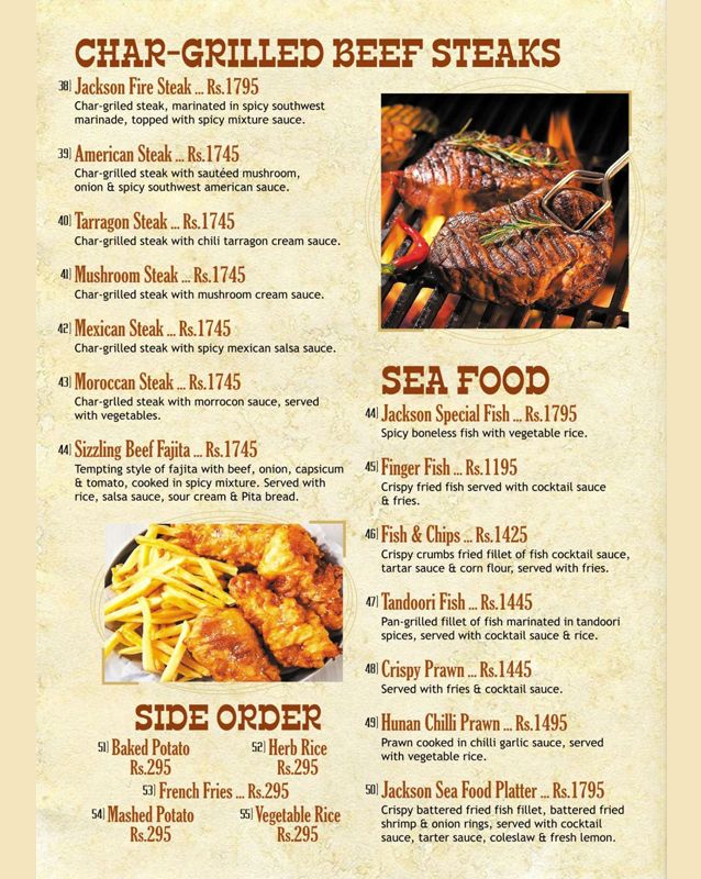 Cafe Jackson Five Restaurant menu