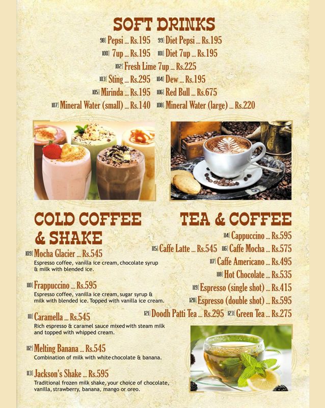 Cafe Jackson Five Restaurant menu