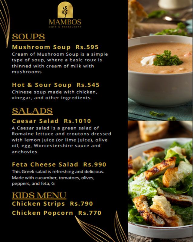 Cafe Mambo’s menu