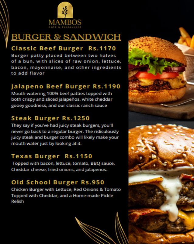 Cafe Mambo’s menu