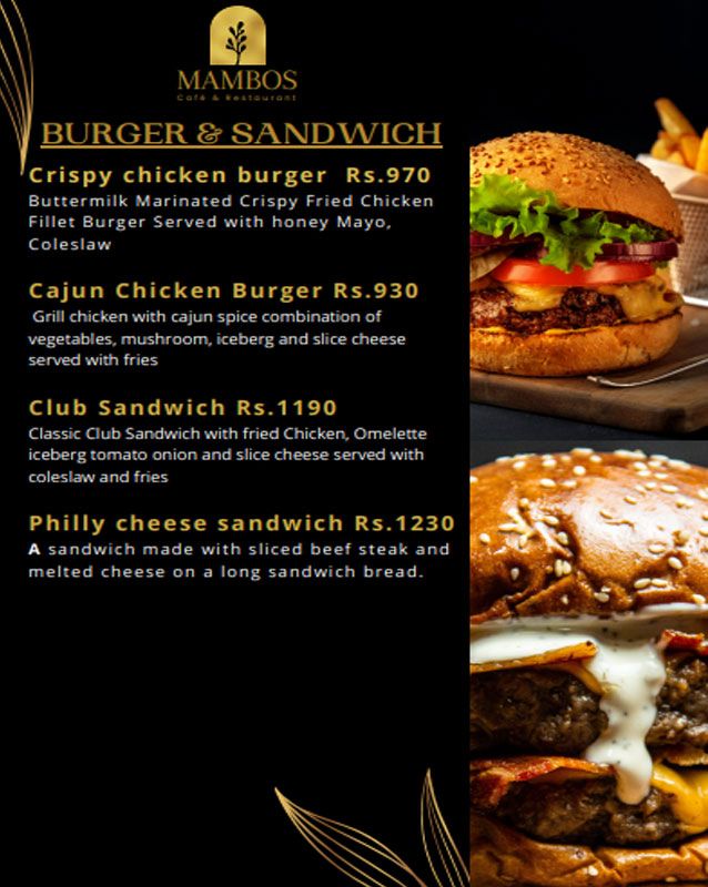 Cafe Mambo’s menu