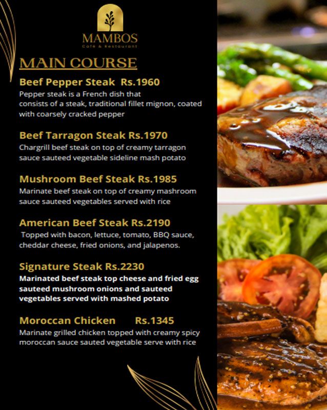 Cafe Mambo’s menu