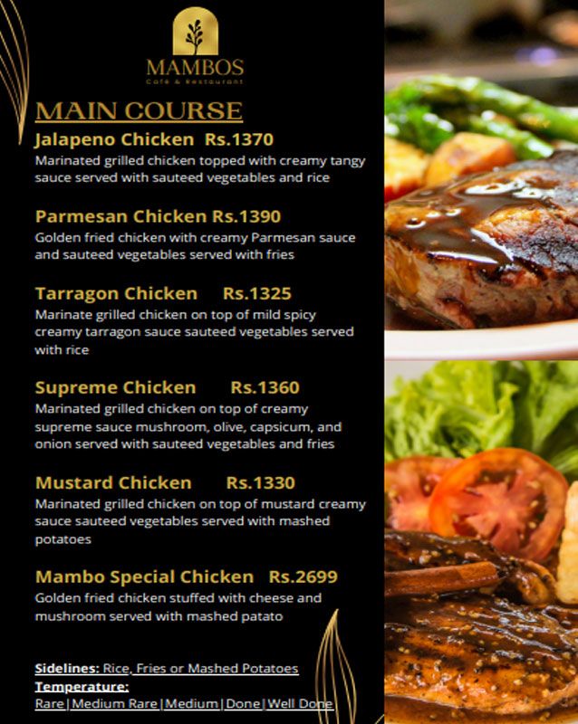 Cafe Mambo’s menu