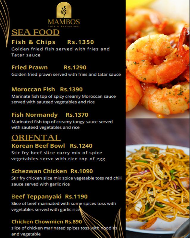 Cafe Mambo’s menu