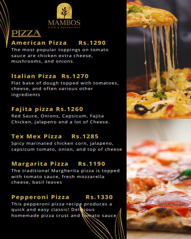 Cafe Mambo’s menu