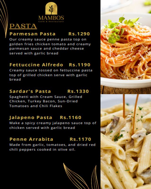Cafe Mambo’s menu