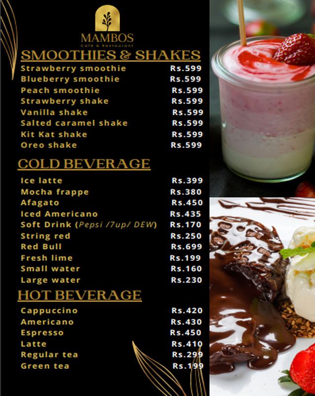 Cafe Mambo’s menu